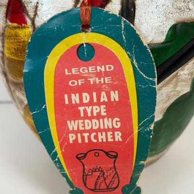 LOT 35: Hand-Crafted Native American Doll Doorstop, Native American Wedding Pitcher, Brown Glazed Stoneware Crock