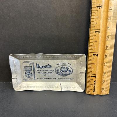 LOT 36: Vintage What-Not Collection: Miniature Parke's Coffee Tray, Ivanhoe Geometric Libbey Glasses, MCM Faux Wooden Duck, Made in...