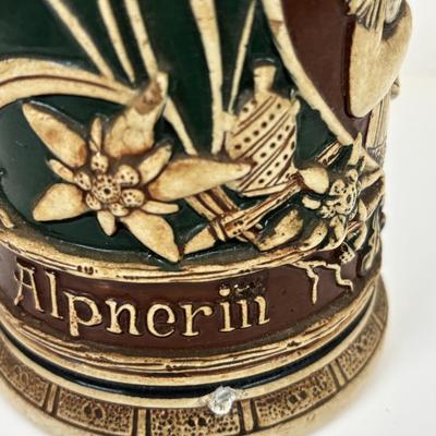 LOT 38: Matthias Girmscheid Beer Stein, Vintage Chesterfield Cigarette Pocket Tin Ashtray, Promotional Pocket Cocktail Recipes Wheel...