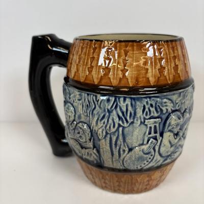 LOT 38: Matthias Girmscheid Beer Stein, Vintage Chesterfield Cigarette Pocket Tin Ashtray, Promotional Pocket Cocktail Recipes Wheel...