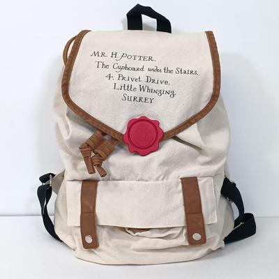 LOT 42: Harry Potter Hogwarts Letter Slouch Backpack with Vintage Hardy Boy Mystery Novels