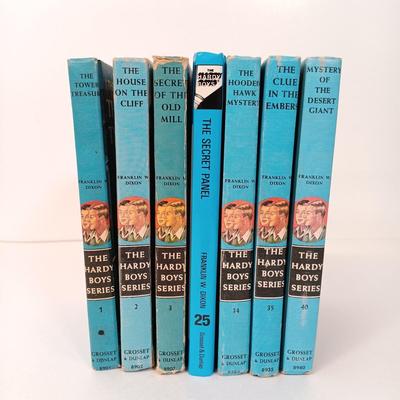 LOT 42: Harry Potter Hogwarts Letter Slouch Backpack with Vintage Hardy Boy Mystery Novels