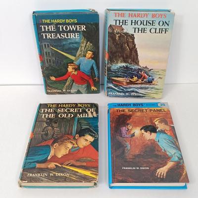 LOT 42: Harry Potter Hogwarts Letter Slouch Backpack with Vintage Hardy Boy Mystery Novels