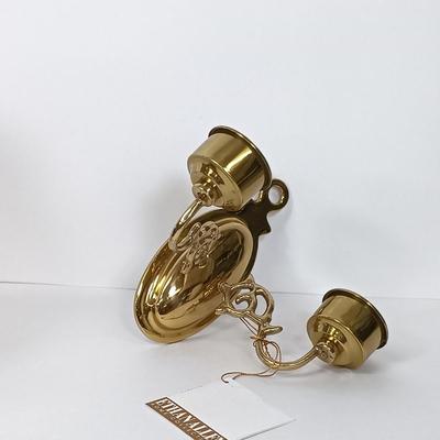 LOT 44: Dansk Mettalise Bouquet Vase in original box, Partylite Global Fusion Mosaic Candle Lamp Set, Ethan Allen Brass Sconce & More