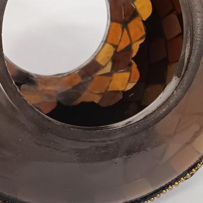 LOT 44: Dansk Mettalise Bouquet Vase in original box, Partylite Global Fusion Mosaic Candle Lamp Set, Ethan Allen Brass Sconce & More