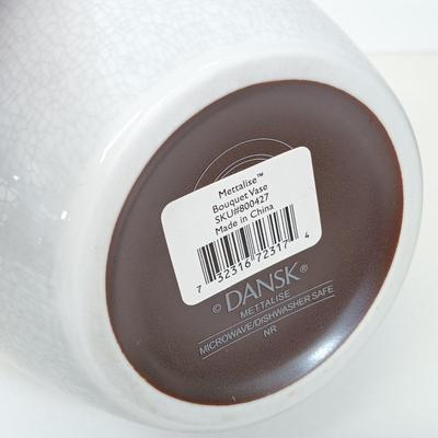 LOT 44: Dansk Mettalise Bouquet Vase in original box, Partylite Global Fusion Mosaic Candle Lamp Set, Ethan Allen Brass Sconce & More