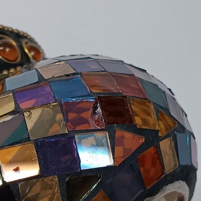 LOT 44: Dansk Mettalise Bouquet Vase in original box, Partylite Global Fusion Mosaic Candle Lamp Set, Ethan Allen Brass Sconce & More