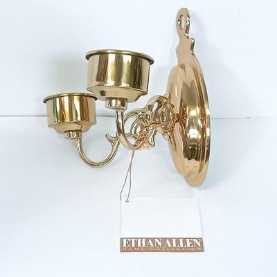 LOT 44: Dansk Mettalise Bouquet Vase in original box, Partylite Global Fusion Mosaic Candle Lamp Set, Ethan Allen Brass Sconce & More