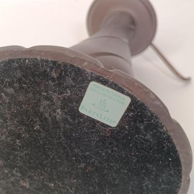 LOT 44: Dansk Mettalise Bouquet Vase in original box, Partylite Global Fusion Mosaic Candle Lamp Set, Ethan Allen Brass Sconce & More