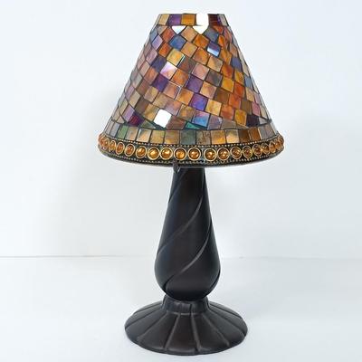 LOT 44: Dansk Mettalise Bouquet Vase in original box, Partylite Global Fusion Mosaic Candle Lamp Set, Ethan Allen Brass Sconce & More