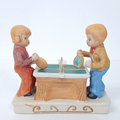 LOT 45: Vintage Ceramic Ping Pong Players, Lenox Irish Prayer Spoon Rest, Hamilton Collection 'Spot Takes a Ride', Vernon Kilns...