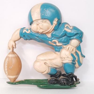 LOT 47: HOMCO 1970s Metal Football Player Wall Plaques