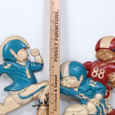 LOT 47: HOMCO 1970s Metal Football Player Wall Plaques
