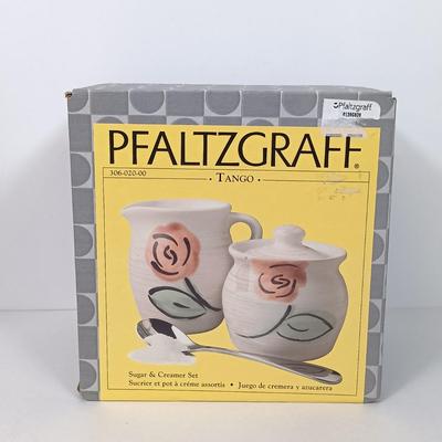 LOT 48: New/Old Stock Oneida Steakknives Set of (6), Pfaltzgraff Tango Sugar & Creamer Set & More