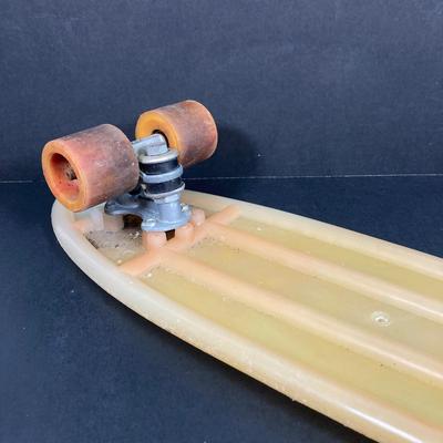 LOT 53: Skater / Surf Collection - Vintage California Free Spirit Skateboard, Surf Dude Shorts (L) with Tags and Surf's Up DVD