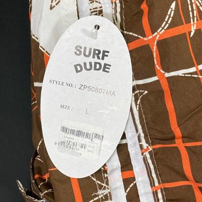 LOT 53: Skater / Surf Collection - Vintage California Free Spirit Skateboard, Surf Dude Shorts (L) with Tags and Surf's Up DVD