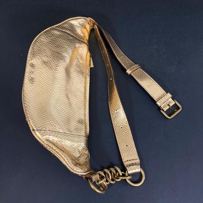LOT 54: Gold Colored Michael Kors Metallic Snake Embossed Belt Bag
