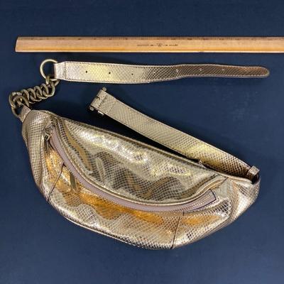 LOT 54: Gold Colored Michael Kors Metallic Snake Embossed Belt Bag