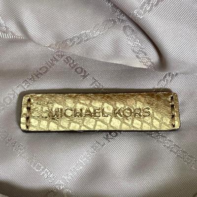 LOT 54: Gold Colored Michael Kors Metallic Snake Embossed Belt Bag