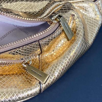 LOT 54: Gold Colored Michael Kors Metallic Snake Embossed Belt Bag