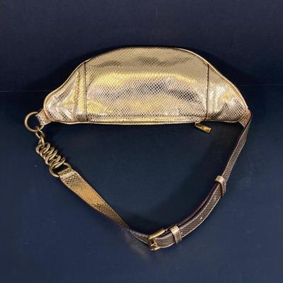 LOT 54: Gold Colored Michael Kors Metallic Snake Embossed Belt Bag