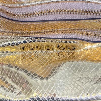 LOT 54: Gold Colored Michael Kors Metallic Snake Embossed Belt Bag