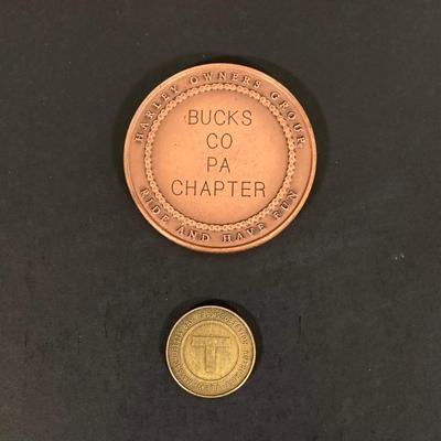 LOT 55: Vintage Collection - NJ License Plates, Limoges Dish, Jameson Flask, Golf Cart Desk Clock, Harley Owners Token and More