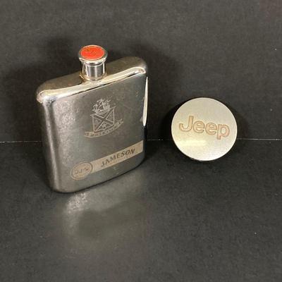 LOT 55: Vintage Collection - NJ License Plates, Limoges Dish, Jameson Flask, Golf Cart Desk Clock, Harley Owners Token and More