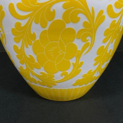 LOT 58: Gorgeous Auratic Yellow and White Vase in Red Box
