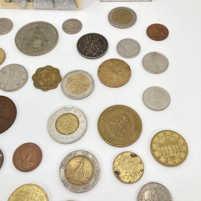 LOT 62: Vintage Coin / Token Collection - US Wheat Pennies, 1866 Two Cents, Foreign Coins, 1922 France Centimes and More