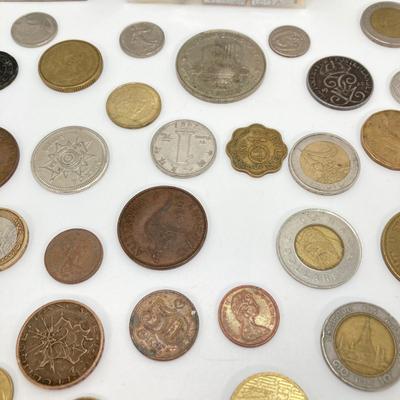 LOT 62: Vintage Coin / Token Collection - US Wheat Pennies, 1866 Two Cents, Foreign Coins, 1922 France Centimes and More