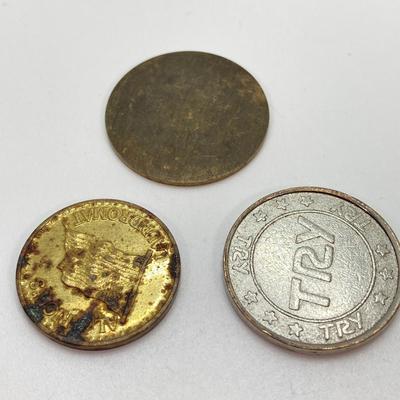 LOT 62: Vintage Coin / Token Collection - US Wheat Pennies, 1866 Two Cents, Foreign Coins, 1922 France Centimes and More