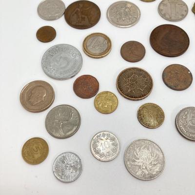 LOT 62: Vintage Coin / Token Collection - US Wheat Pennies, 1866 Two Cents, Foreign Coins, 1922 France Centimes and More