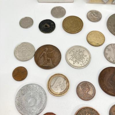LOT 62: Vintage Coin / Token Collection - US Wheat Pennies, 1866 Two Cents, Foreign Coins, 1922 France Centimes and More