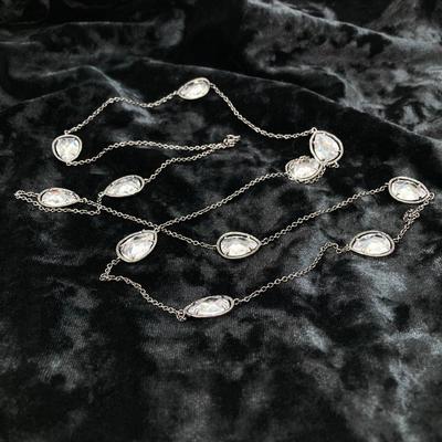 LOT 63: 925 Sterling and Pear Shaped Crystal Necklace - 20gtw, 36"