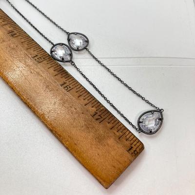 LOT 63: 925 Sterling and Pear Shaped Crystal Necklace - 20gtw, 36"