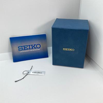LOT 66: Seiko Kinetic 100M Calendar Watch with Leather Band and Box
