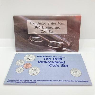 LOT 73: Five United States Mint Uncirculated Coin Sets in Original Envelopes - 1993, 1994, 1995, 1996 and 1998