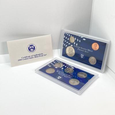 LOT 74: Two 1999 United States Mint Proof Sets and One 1999 United States Mint 50 State Quarters Proof Set