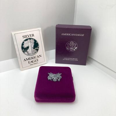 LOT 77: 1990 Walking Liberty Silver American Eagle Proof One Dollar $1 Coin in Presentation Box - 1 Oz Fine Silver