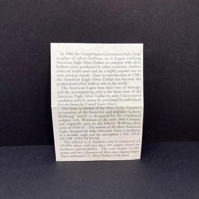 LOT 80: Pair of Walking Liberty American Eagle Silver Dollar $1 US Coins - 1994 and 1998 (Each are One Ounce Fine Silver)