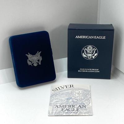 LOT 81: 1996 Walking Liberty Silver American Eagle One Dollar Proof Coin - One Ounce Fine Silver with Presentation Box and Certificate of...