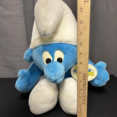 LOT 84: Plush Toy Collection: Vintage Hungarian Cloth Doll, Ty Philadelphia Phillies Pillow, Smurf, Squish Mallow & One Direction...
