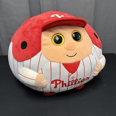 LOT 84: Plush Toy Collection: Vintage Hungarian Cloth Doll, Ty Philadelphia Phillies Pillow, Smurf, Squish Mallow & One Direction...