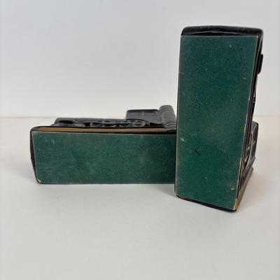 LOT 87: All Aboard! Vintage Hand-Painted Train Locomotive Bookends, Hamilton Collection Numbered Plate & Model Railroaded Magazines