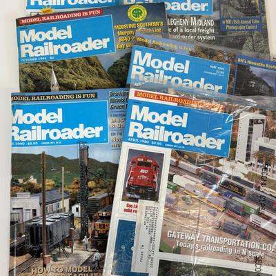 LOT 87: All Aboard! Vintage Hand-Painted Train Locomotive Bookends, Hamilton Collection Numbered Plate & Model Railroaded Magazines