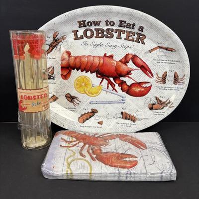 LOT 91: Vintage Trump Princess Sea Isle City, NJ Nautical Yacht Dessert Plates, Scentsy Coast Guard Warmer & Loster Feast Tableware