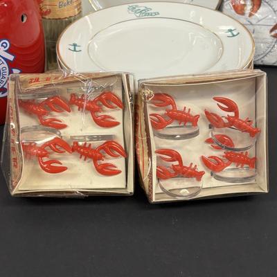LOT 91: Vintage Trump Princess Sea Isle City, NJ Nautical Yacht Dessert Plates, Scentsy Coast Guard Warmer & Loster Feast Tableware