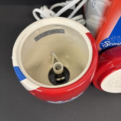 LOT 91: Vintage Trump Princess Sea Isle City, NJ Nautical Yacht Dessert Plates, Scentsy Coast Guard Warmer & Loster Feast Tableware