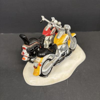 LOT 94: Harley Davidson Collection: Dept 56, Maisto FXSTSB Bad Boy & FLHR Road King Diecast Replicas, NIP Timer Cover & Ornaments